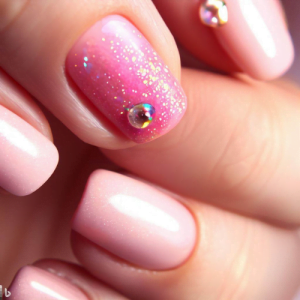 10 modelos de unhas elegantes para um estilo ultraluxuoso, Unha Rosa com Glitter: Encanto Brilhante